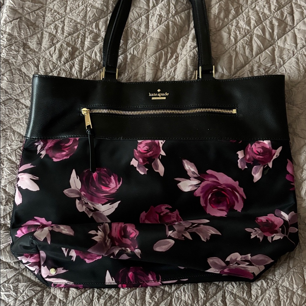 Kate Spade Black and Purple Floral Bag